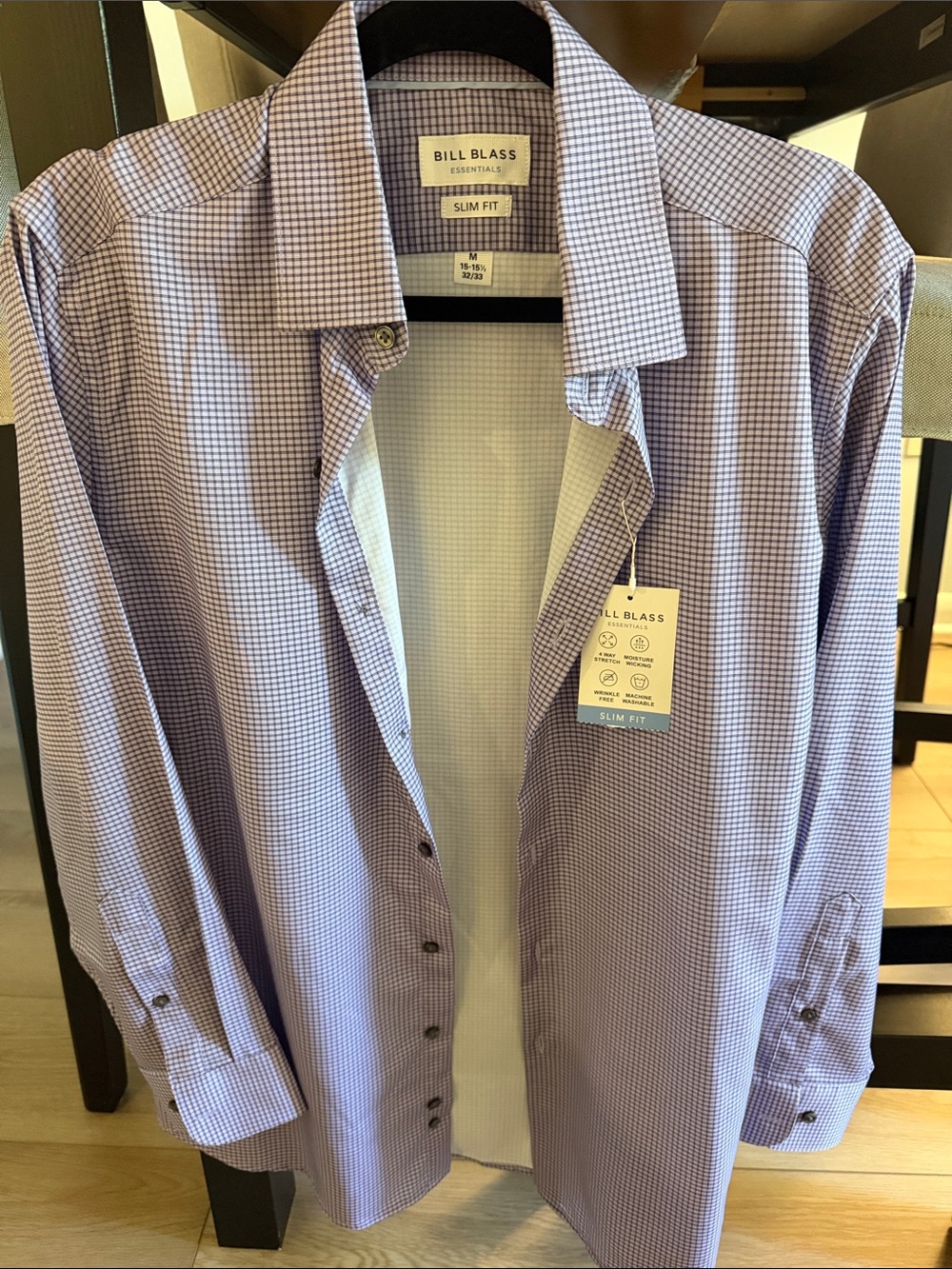 bill blass Lavender Micro-Check Slim Fit Dress Shirt